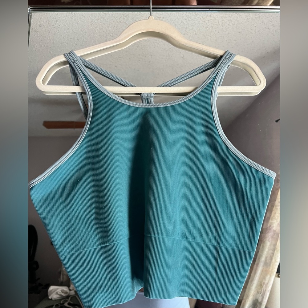 Athleta Teal Racerback Halter Sports Top - Ribbed - 1X